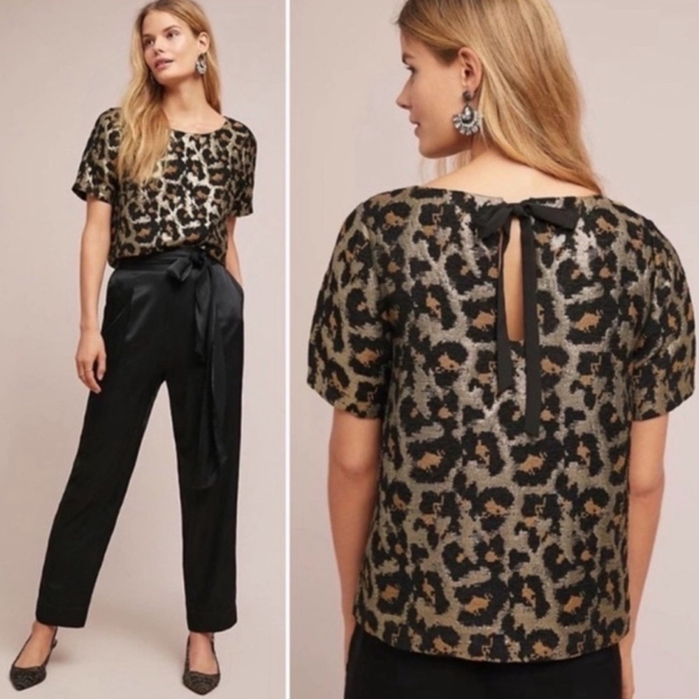 NWT Hutch Animal Print Metallic Blouse